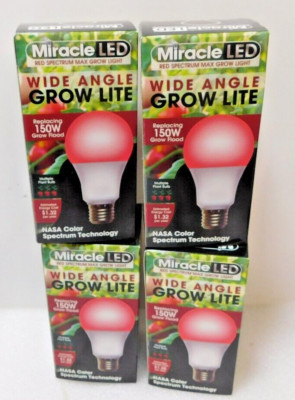 4- Miracle LED Wide Angle Grow Lite /Red Spec Max Grow Lights/Replacing 150W GF