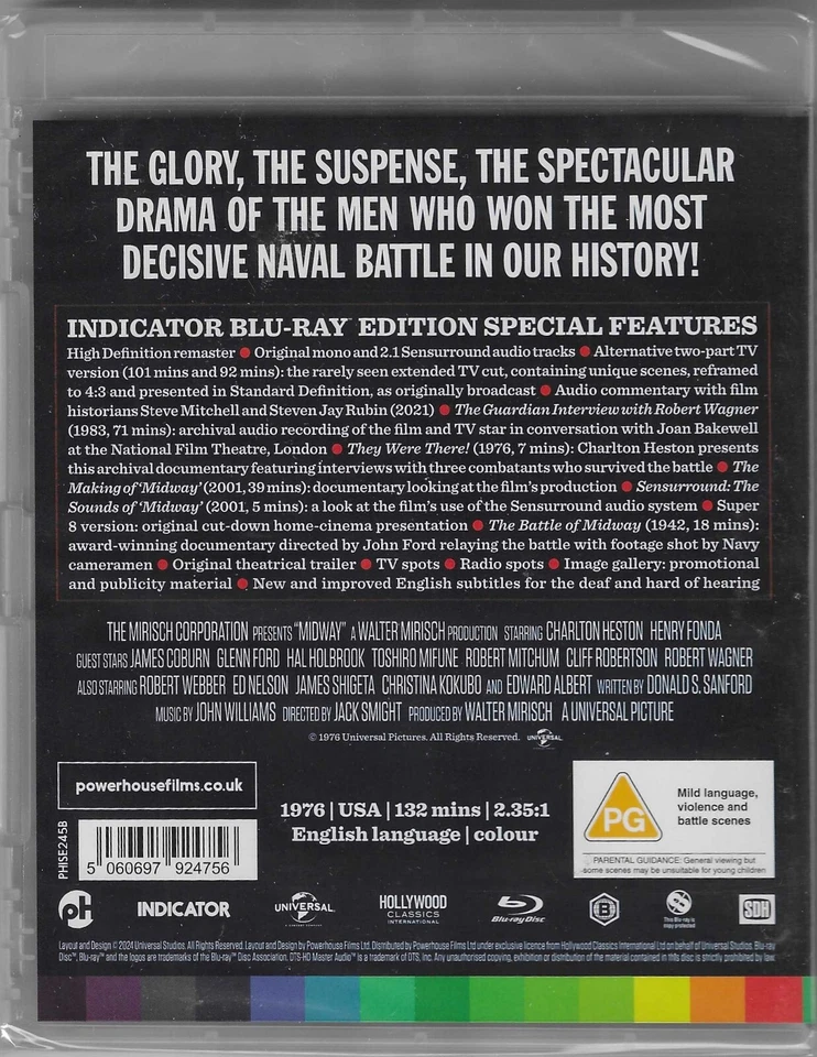 Midway Blu Ray (Standard Edition) Charlton Heston Region B Inc Reg Post - image 2 of 3