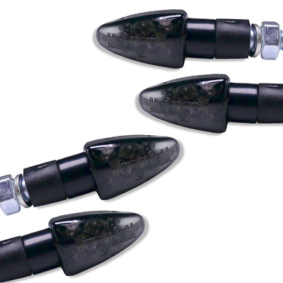 4x LED universal Miniblinker ''mini black arrow'' schwarz + getönt + kurz, 12V