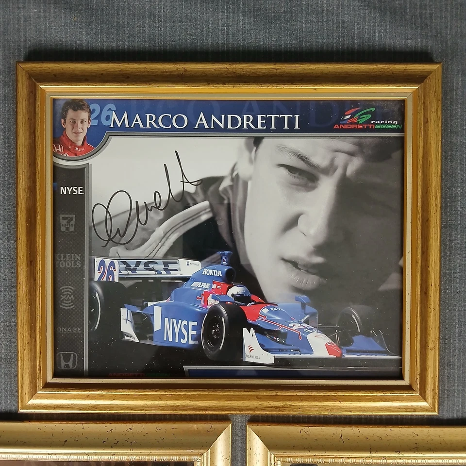 Juego de 3 fotografías firmadas de pilotos de Indy de F1 Andretti Franchitti autógrafo enmarcado Foto 4 de 4