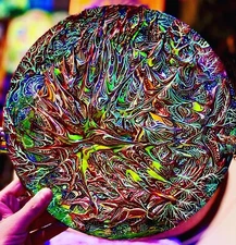 Original Acrylic Painting on Vinyl 12x12  "Matter" Neon Tribal Expressionism