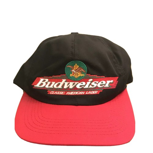 Vtg Budweiser Hat Snapback Black/Red 