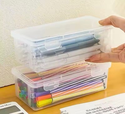 Große Kapazität Aufbewahrungsbox Transparent Stiftebox Einfach Federmäppchen Student Kinder