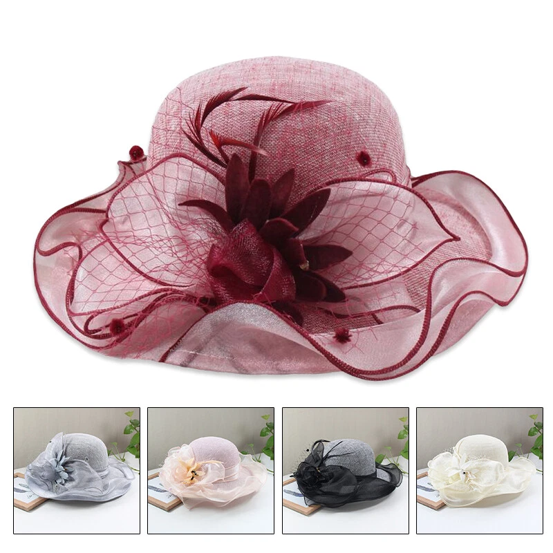 Womens Wavy Edge Linen Wide Brim Bucket Hat Top Hat Feather Flower Fisherman Hat
Opens in a new wind