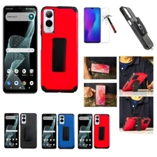 For Cricket Icon 6/ AT&T Verge,  Belt Clip Cover Kickstand Tempered Glass