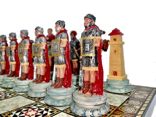Egyptian Roman Chess Set | Unique Hand Painted Figurine Pieces + Board 🎁 Ideas - Picture 4 of 9