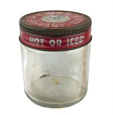 Vintage 4 oz Clear Glass Jar Cain's Instant Tea Metal Lid Hot or Iced 2.5" Tall