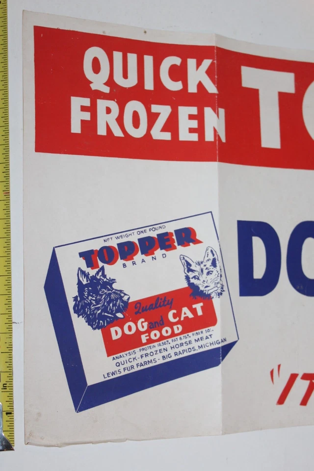 VTG 1950s-1960s 25x12" Topper Horse Meat Dog & Cat Food Store Display Sign RARE - Image 2 of 4