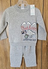 BABY BOYS 2 PC. GRAY SWEATSUIT JOGGING SET SIZE 12 MO SOFT WARM COTTON NEW