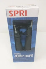 NEW! 9ft Adjustable Covered Steel Cable Jump Rope, Black, SPRI Ergonomic Grip