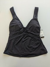 Kenneth Cole New York V-Neck Tankini Swim Top, Black, Women's M