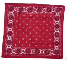 Fast Color Tuside Bandana Floral Red Blue White 18.5" x 17" Vintage Hankerchief