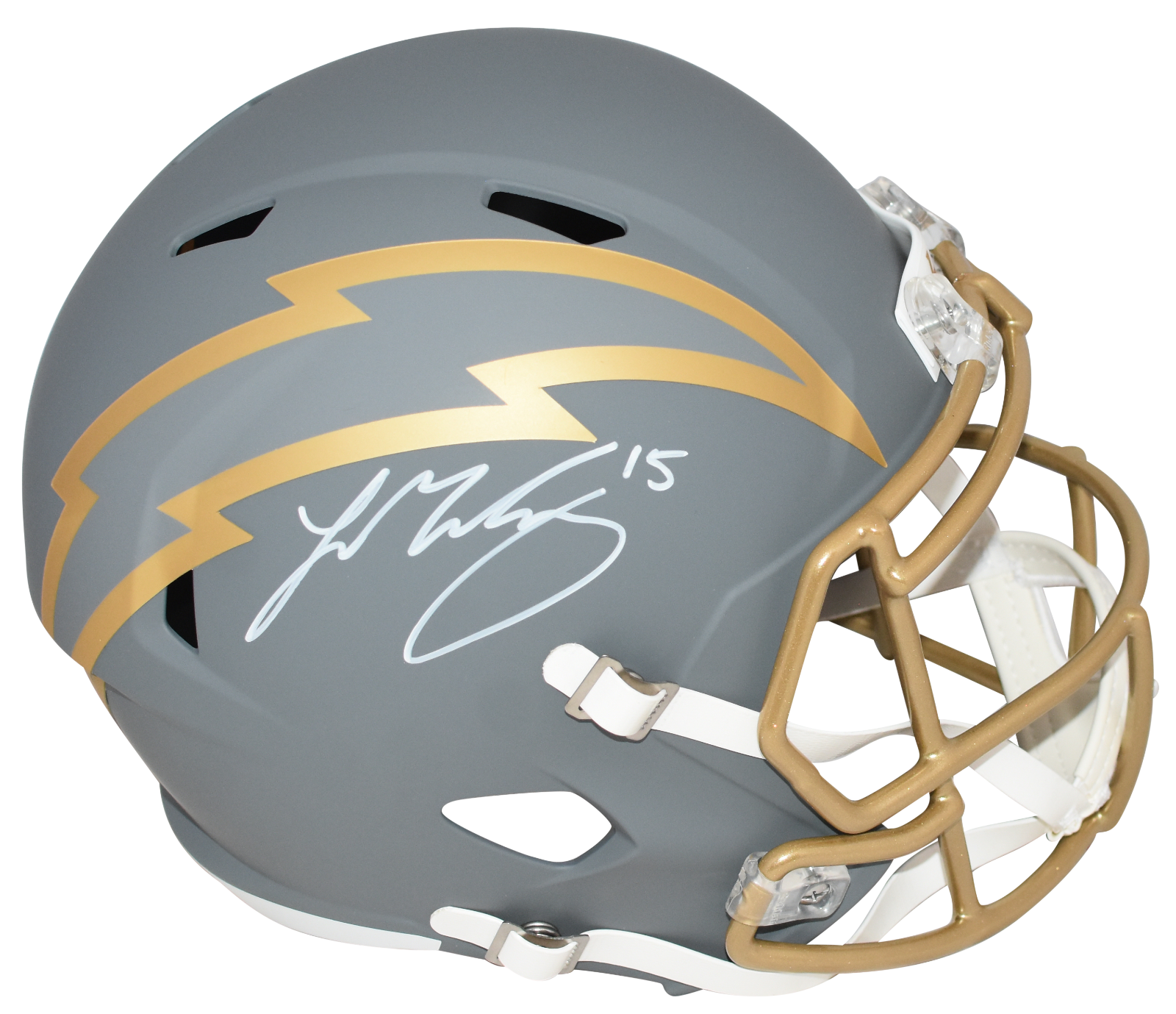 Ladd McConkey Autographed Signed Los Angeles Chargers SLATE FULL SIZE HELMET BECKETT 
