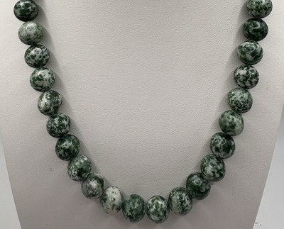 10 mm grüne Spitze Jaspis Edelstein Perlen Halskette 18 Zoll Sterlingsilber Verschluss