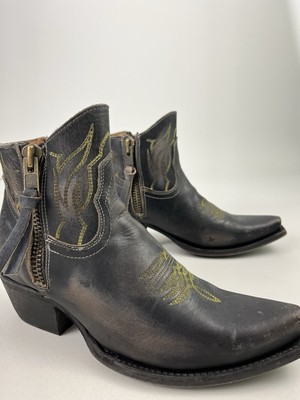 Freebird Wolfie Leather Booties Cowboy Stitched Snip Toe Zipper Heel  Women's