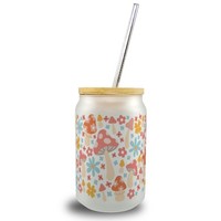 Pilz Trinkglas Mit Bambusdeckel Im Aquarell-Stil