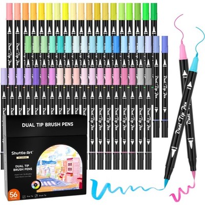 Shuttle Art 56 Pastellfarben Doppelspitze Pinselmarker Set - Künstler, Erwach...