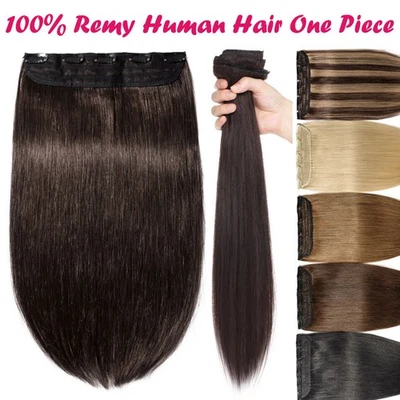 Dick Ein-Tressen 100% Remy Echthaar Clip In Extensions Haarverlängerung Onepiece - Bild 1 von 4