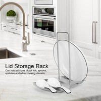 Thick 304 Stainless Steel Pot Lid Spoon Frame Stand Storage Rack Organizer Set