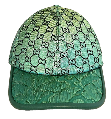 希少【正規品・美品】GUCCI GG柄ベースボールキャップ グリーン M GUCCI GG Hat Cap Santa Barbara Green Metallic Adjustable Size M