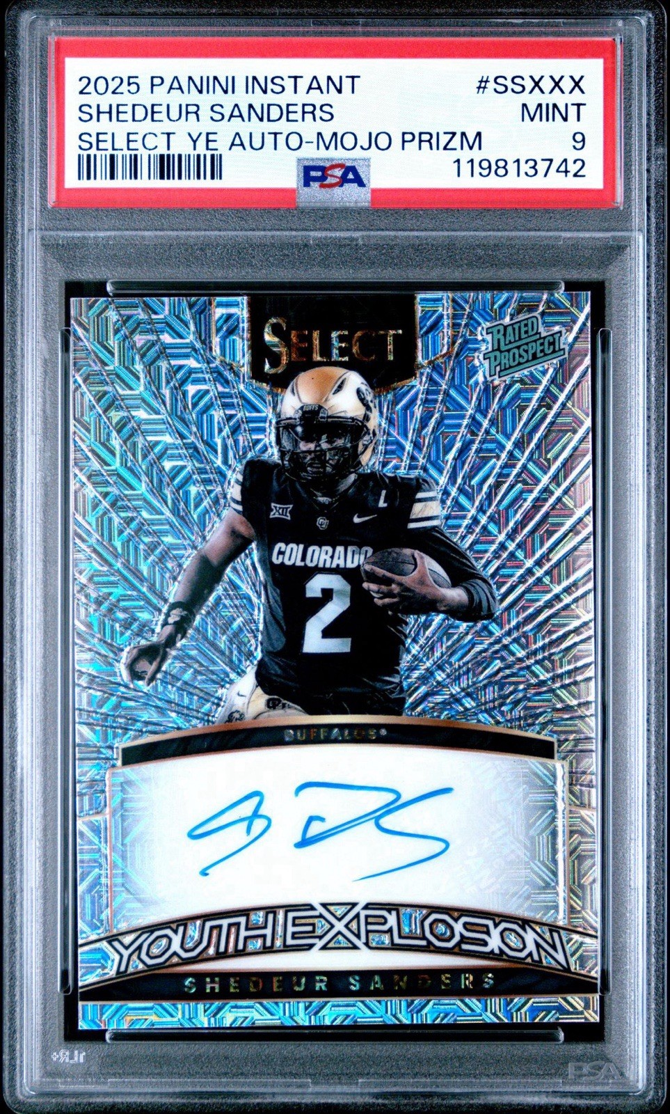 Shedeur Sanders Panini Instant Shedeur Sanders Select Youth Explosion Autograph #SSXXX Mojo Prizm