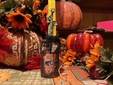 Halloween Glass Witch Potion Bottle Hand Crafted Apothecary Rustic One of a Kind