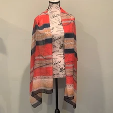 Colorful and Versatile Western Style Striped Lightweight Shawl Scarf Wrap