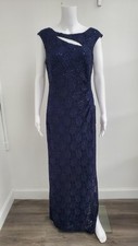 Connected Apparel Navy Blue  Long Sequence Dress Size 6
