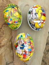 Set of 3 different Vintage Nestler Germany Paper Mache Easter Eggs for candy EUC