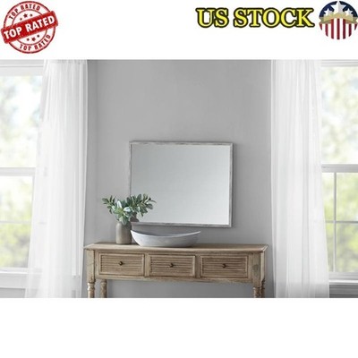 Rectangular Wall Mirror Modern Champagne Finish Versatile Decor Easy Hang New