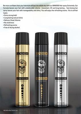 BANDIDO Haarspray Hair Spray Extra Volume Starker Halt ( Silver / Gold / Black )