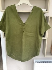 Marks And Spencer’s Pure Linen Summer Top Bottle Green