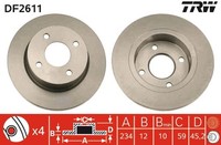 2X Bremsscheibe Trw DF2611 FüR K11 Nissan Micra 2 16V HK11 AK11