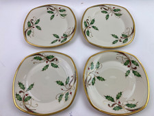 4 Lenox Holiday Nouveau Square Salad Plate 8.75" Gold Trim NEW Original Sticker