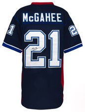 Willis McGahee (BILLS) Signed Navy Blue Custom Football Jersey - (SCHWARTZ COA)