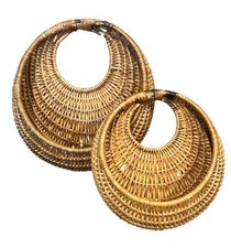 Lillian Vernon Natural Woven Wicker Wall Pocket Basket Boho Set Of 2 Home Decor