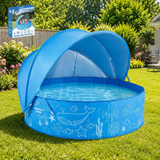 Kiddie Pool with Canopy - 47 in Foldable Kids Pool, Summer Water Play Kids Pool