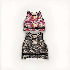 Justice Sport Oh So Soft Sports Bra Girls 36 Racerback Stretch Active Logo X2