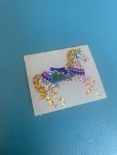 Vintage Hambly Prism Horse Carrousel Sticker Mod 2x1.76 Inches