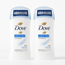 2 X Dove Original Clean Antiperspirant Deodorant Sweat Odor Protection 2.6 Oz