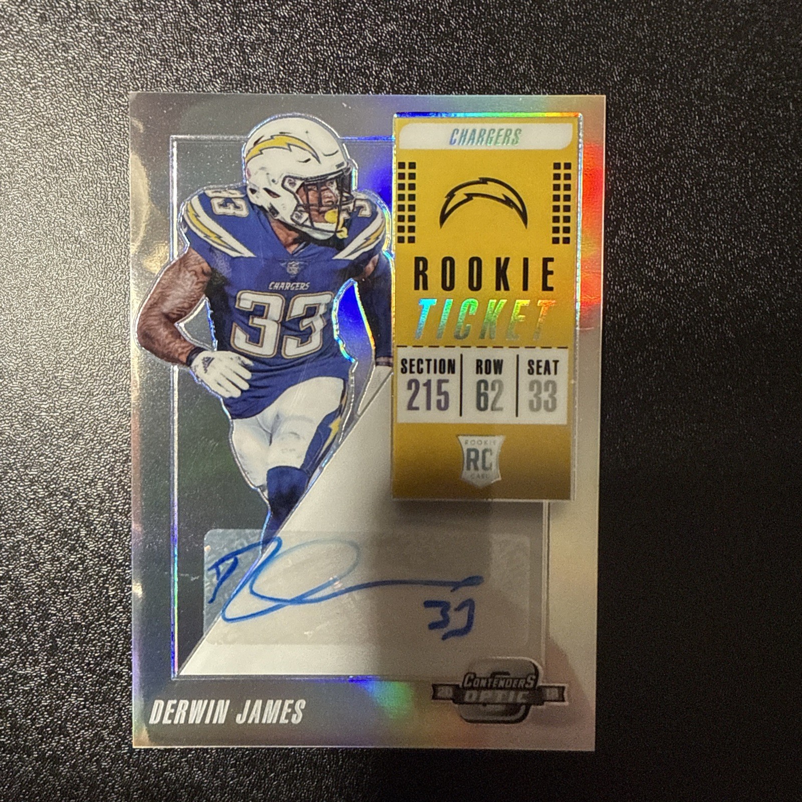 2018 PANINI CONTENDERS OPTIC DERWIN JAMES #149 ROOKIE TICKET AUTOGRAPH RC AU