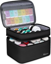 Mancro Dual Layers Medicine Organizer Bag, Pill Bottle Black