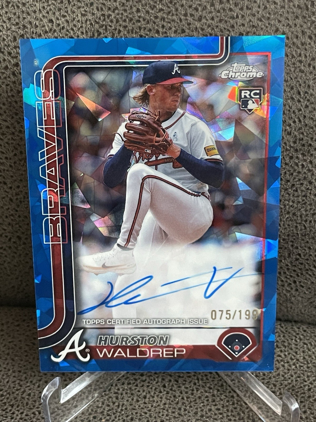 🔥Hurston Waldrep 2025 Topps Chrome Sapphire RC Auto On-Card Blue /199 Braves