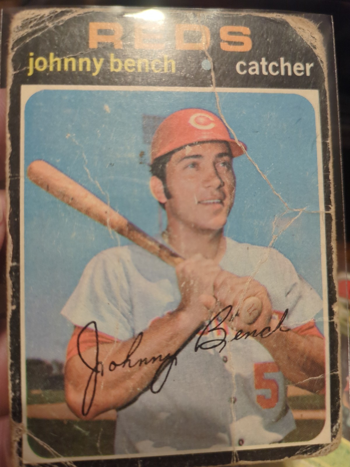 Topps 1971 Johnny Bench Cincinnati Reds #250 Baseball Card - POOR CONDITION