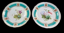 ANTIQUE ENGLISH PORCELAIN FLORAL BOTANICAL COMPOTES COALPORT MINTON