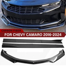 Front Bumper Lip w/ Side Skirt for 2016-2024 Chevy Camaro 1LE Style Carbon Fiber