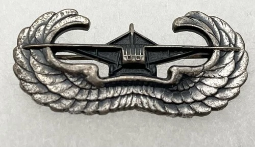WWII WW2 Sterling Silver US Army Airborne Glider Badge Military Wings Pin