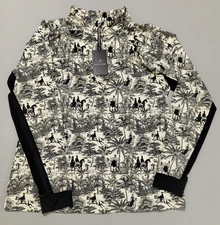 Dapplebay XXL Equestrian Toile 1/4 Zip Light Riding Top Long Sleeve  Black White
