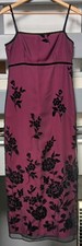 WOMENS MARKS & SPENCER VELVET TRIM LINED EVENING DRESS. SIZE UK 10