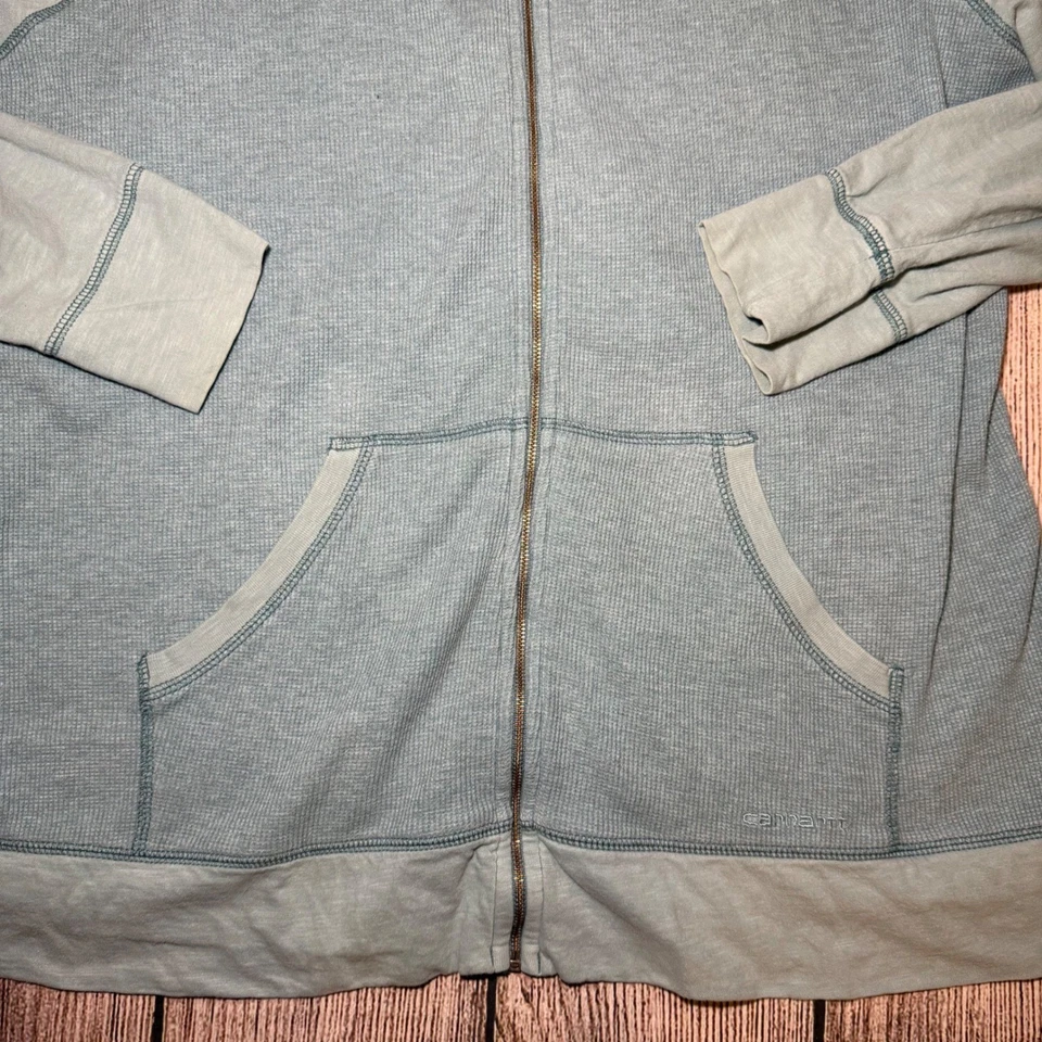 Carhartt Mujer XXL Tejido Gofre Azul Térmico Cremallera Completa Sudadera con Capucha Chaqueta Informal Acogedora Foto 2 de 4
